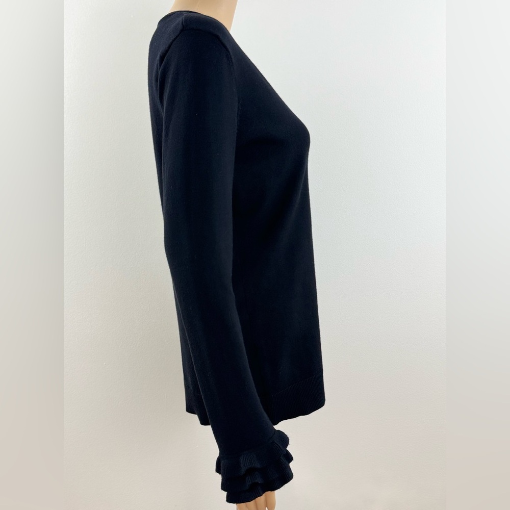 Calvin Klein Women's Size Small, Elegant Ruffle Cuff Cardigan Button Sweater - Picture 4 of 13